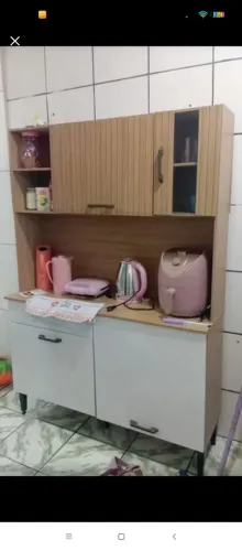 Armário de cozinha 4 portas e uma gaveta com balcão e aéreo com nicho, compacta sal de jan