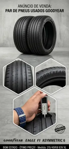 Vendo Par de Pneus 215/45 R18 Goodyear Eagle F1 Asymmetric 6 - Bom Estado
