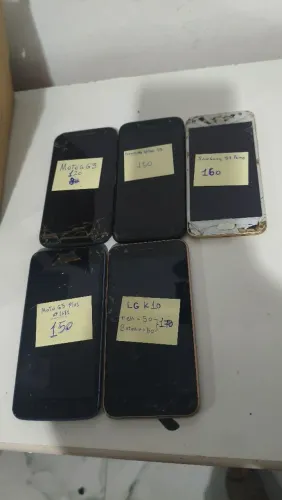 Lote Com 5 Celulares Para Peças/Conserto (Moto, Samsung, LG) - Todos Ligam!