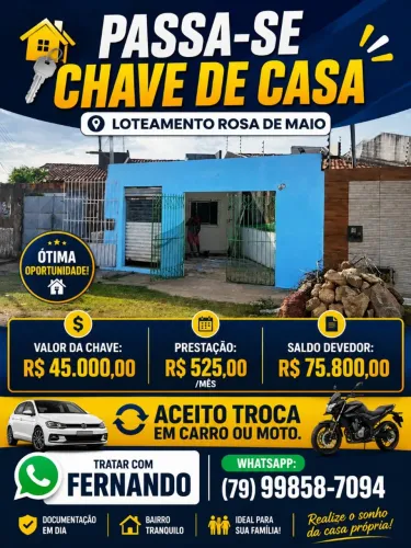 Passo chave de uma linda casa no Rosa de maio$45.000