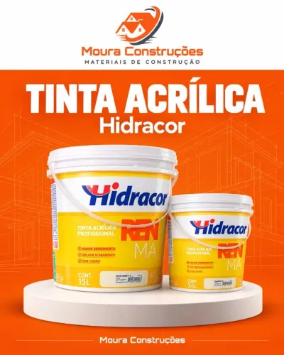 Tinta Acrílica Hidracor Rende Muito 15L e 3,6L