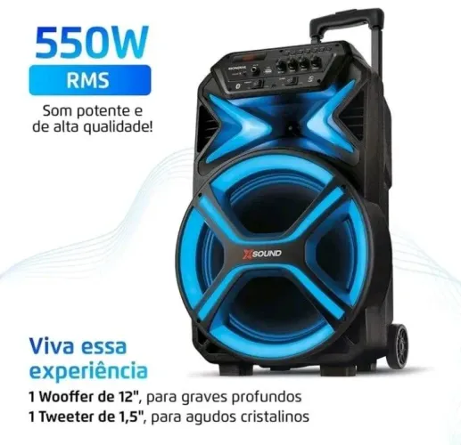 Caixa de Som Amplificadora Mondial CM-550-L com Led 550W