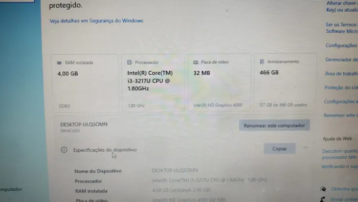 Notebook core i3 Hd ssd