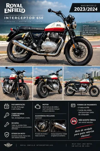 Royal Enfield Interceptor 650 (2023/2024) Branca - Impecável - Particular