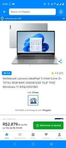 Notebook com processador i3 semi novo