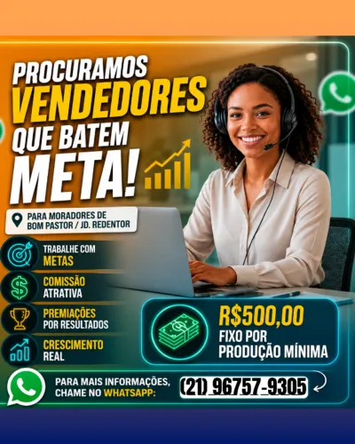 ? VOCÊ JÁ TRABALHA COM VENDAS? ESSA OPORTUNIDADE É PARA VOCÊ!