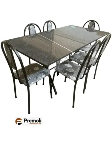 Mesa tubula 061 6 cadeira 140X75 Ane tampo em granito
