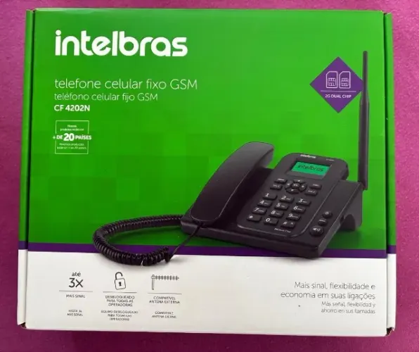 Telefone Celular Fixo de Mesa Preto Dual Chip 2G Intelbras Cf4202N Bivolt