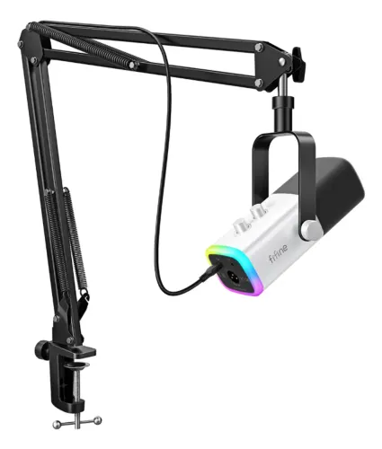 Kit Microfone Fifine Am8t Am8tw Com Braço/suporte - Branco White