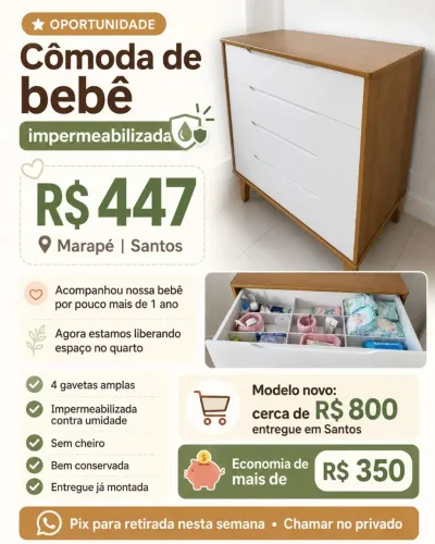 Cômoda de bebê impermeabilizada<br><br>editar<br><br>marapé