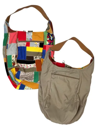 Bolsa Bucket Dupla Face Colorida Patchwork Grande