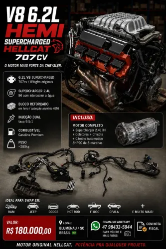 ? MOTOR HELLCAT 6.2 HEMI SUPERCHARGED 2020 - MAIS DE 700 HP ?