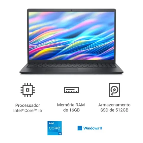 Notebook Dell 15 Dc15-i51334u-m70 15.6" Full Hd 13ª Gen Intel Core i5 16gb 512gb SSD Win 1