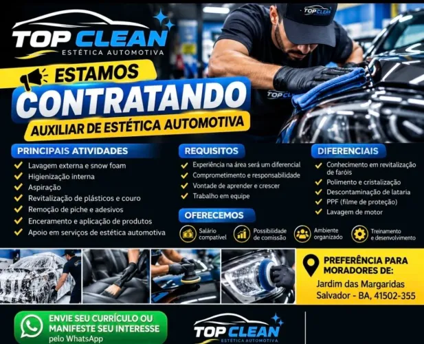 Vaga Para Auxiliar de Estética Automotiva