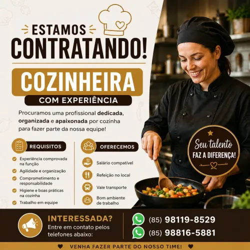 VAGA DE EMPREGO - COZINHEIRA