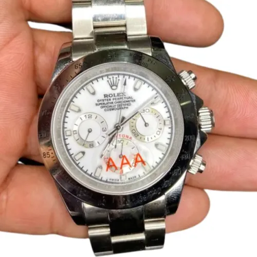 Rolex Cosmograph Daytona Prata E Branco Cronógrafo Automático Premium