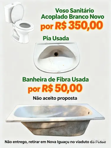 Vaso (NOVO) + Pia usado + Banheira usando