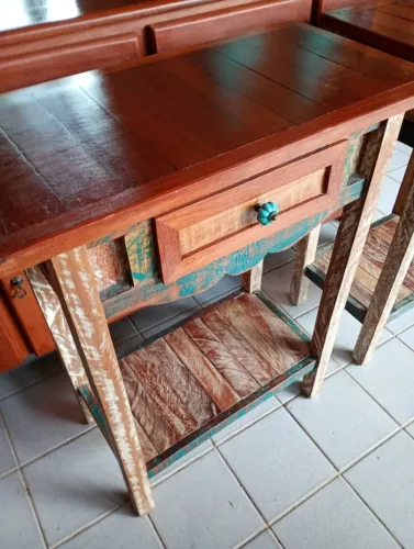 Aparador 1M comprimento, 1 gaveta, Rustico em Madeira Angelim
