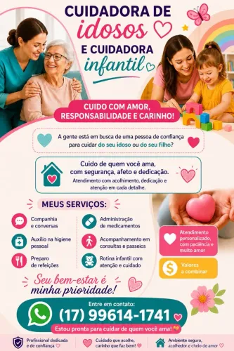 Cuidadora de idosos e Infantil 