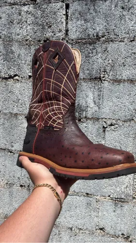 Bota justin importada, couro exótico de avestruz 