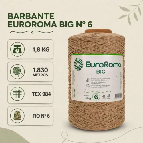 Barbante Euroroma 6 1.8kg Colorido Crochê Tricô Big Cone