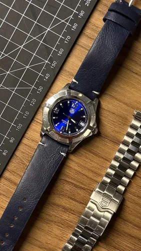 Tag Heuer profissional 38mm mostrador azul + pulseira de aço ORIGINAL