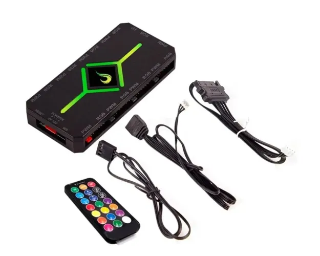 Controladora Gamer Para Cooler Rise Mode PWM e ARGB Hub - RM-COPW-ARGB