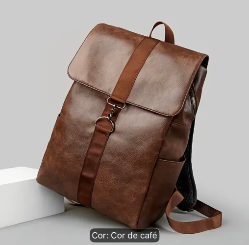 Mochila Masculina de Couro Café