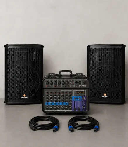 Som profissional completo para música ao vivo Bares e Igrejas 300 Watts RMS
