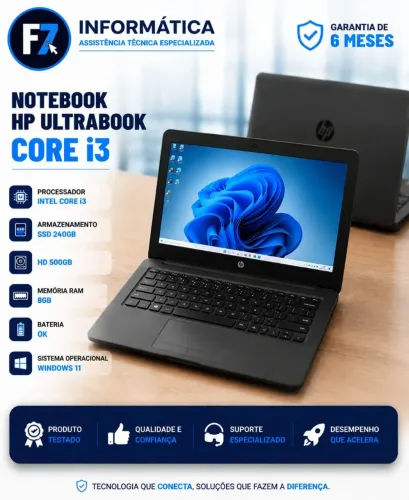 Notebook Hp core i3, SSD 240gb, 8gb de ram