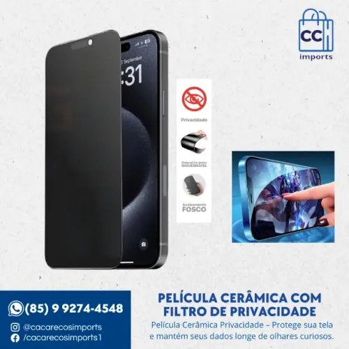 Película Cerâmica com Filtro de Privacidade para iPhone