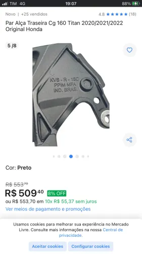 Vendo alça original da Honda Titan 160 lado direito