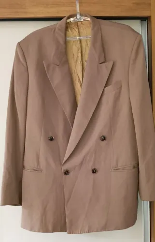 Blazer Brooksfield Transpassado Bege / caramelo claro Tam. 52 Longo