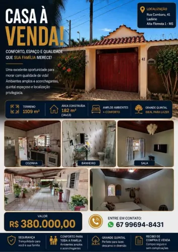 Venda de casa com amplo quintal