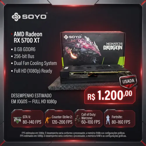 Placa de Vídeo AMD Radeon RX 5700 XT 8GB Usada