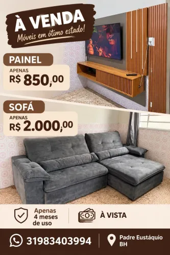 Sofá e painel de TV
