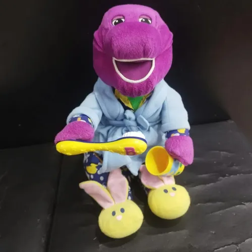 Boneco De Pelúcia Barney Escova De Dentes Musical Antigo (mecanismo precisa de limpeza)