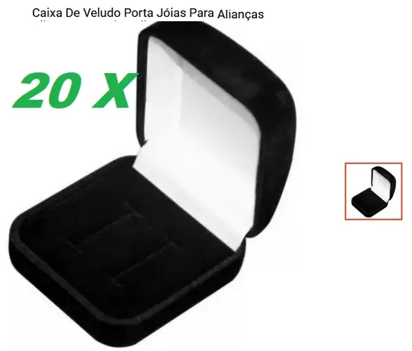 Caixinha Para Alianças Veludo 20 Caixinhas Preta para Alianças de Ouro e Moedas