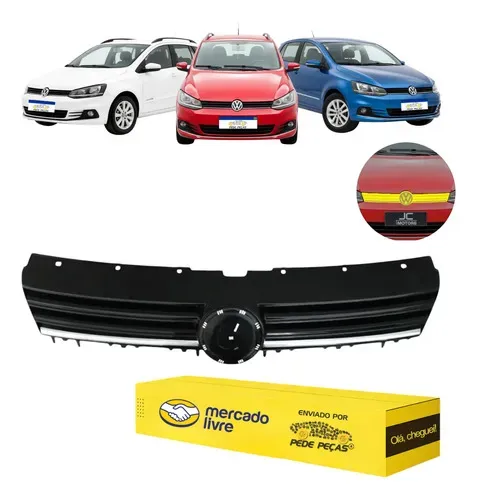 Grade Central Vw Fox 2015 A 2022 Spacefox 2015 A 2019 Preto Com Friso Cromado Cromado