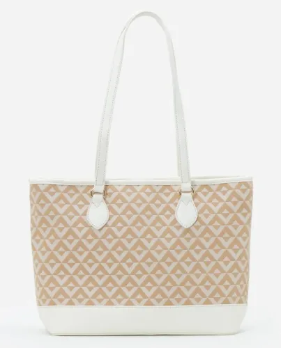 Bolsa com Estampa Geométrica Off White Satinato (Renner)