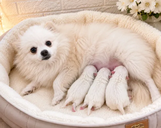 Filhote de Lulu da Pomerânia macho e fêmea micros