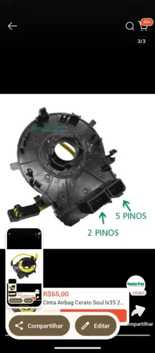 Cinta Airbag Cerato Soul Ix35 2010 2011 2012 2013 - 5 Pinos ARCA118
