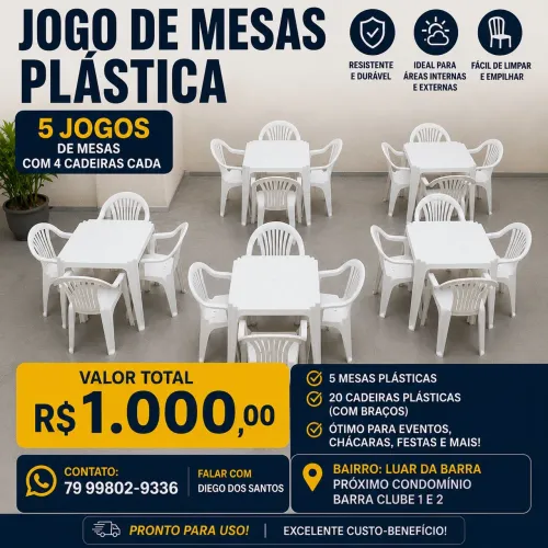 Mesas e cadeiras