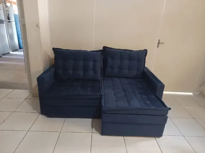 SOFÁ CAMA COM BAÚ, NOVO , retrátil, 1,8m - Cama InBox - Sem uso  - Azul