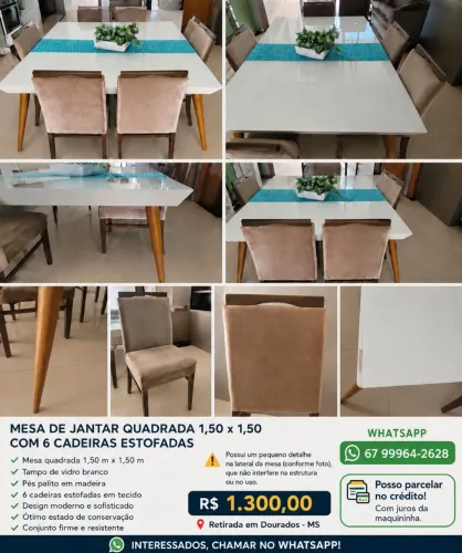 Mesa jantar quadrada branca