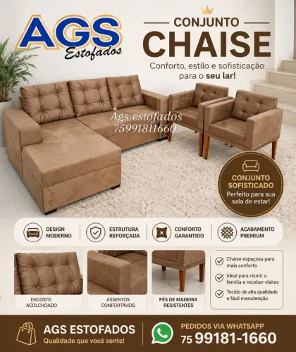 Conjunto estofado chaise 
