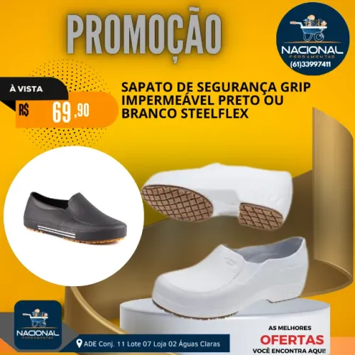 Sapato Segurança Eva Antiderrapante Pto/Bco Steelflex Enfermagem