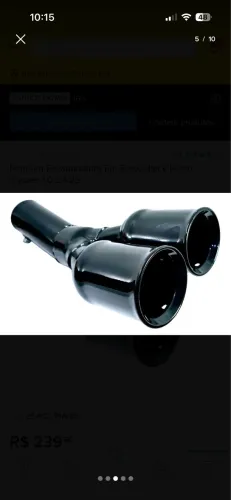Ponteira automotiva dupla saida em epoxi/ cor black piano