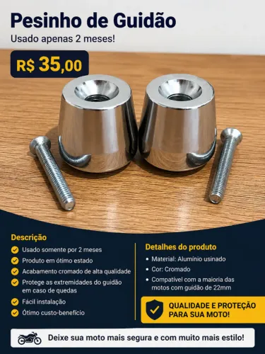 Pesinho de Guidão Cromado Universal - Comprei e Não Usei