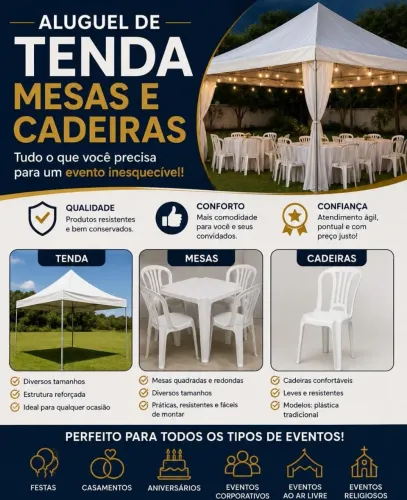 Alugo tenda ,mesas, cadeiras